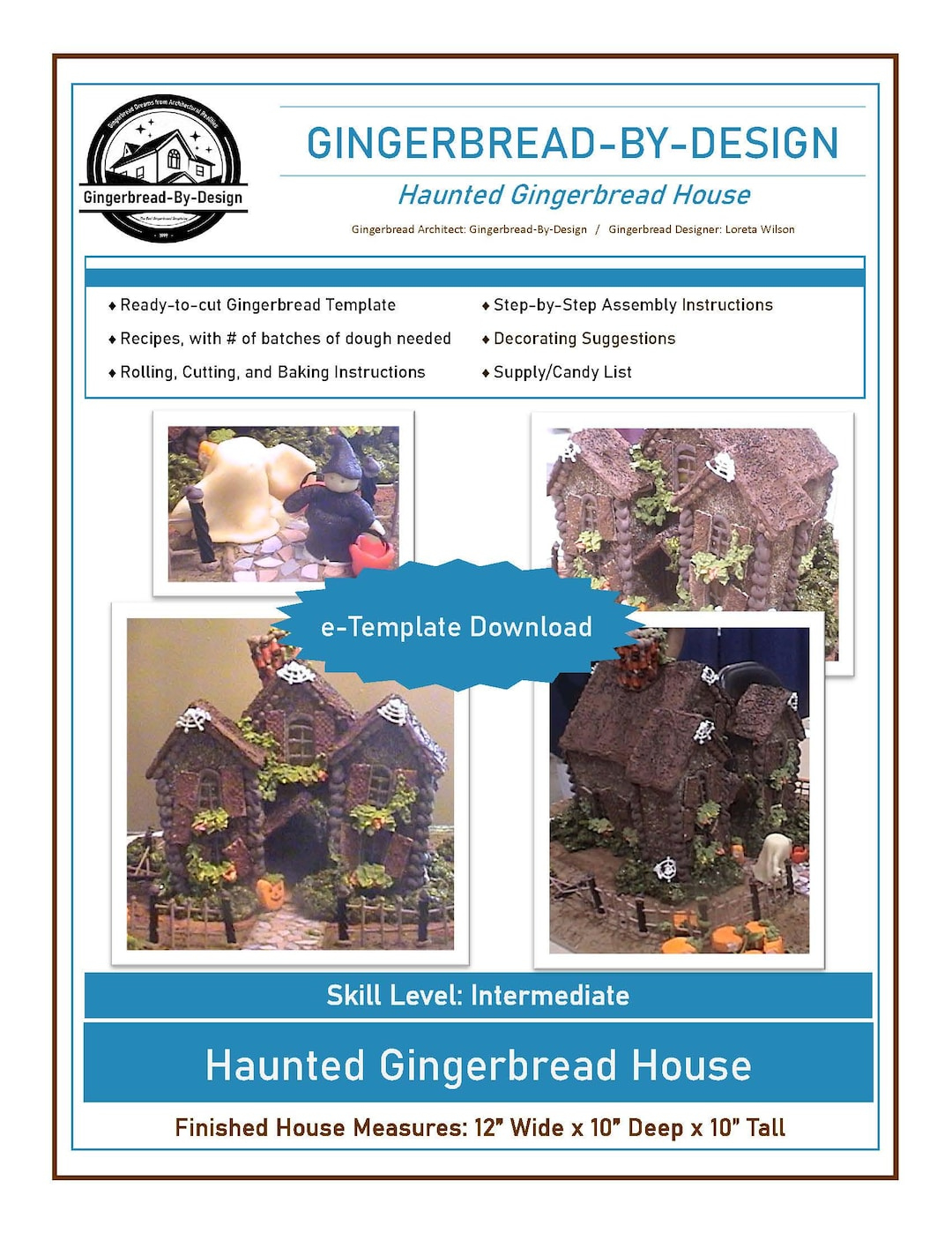 Haunted Gingerbread House Template - Etsy in Haunted Gingerbread House Template