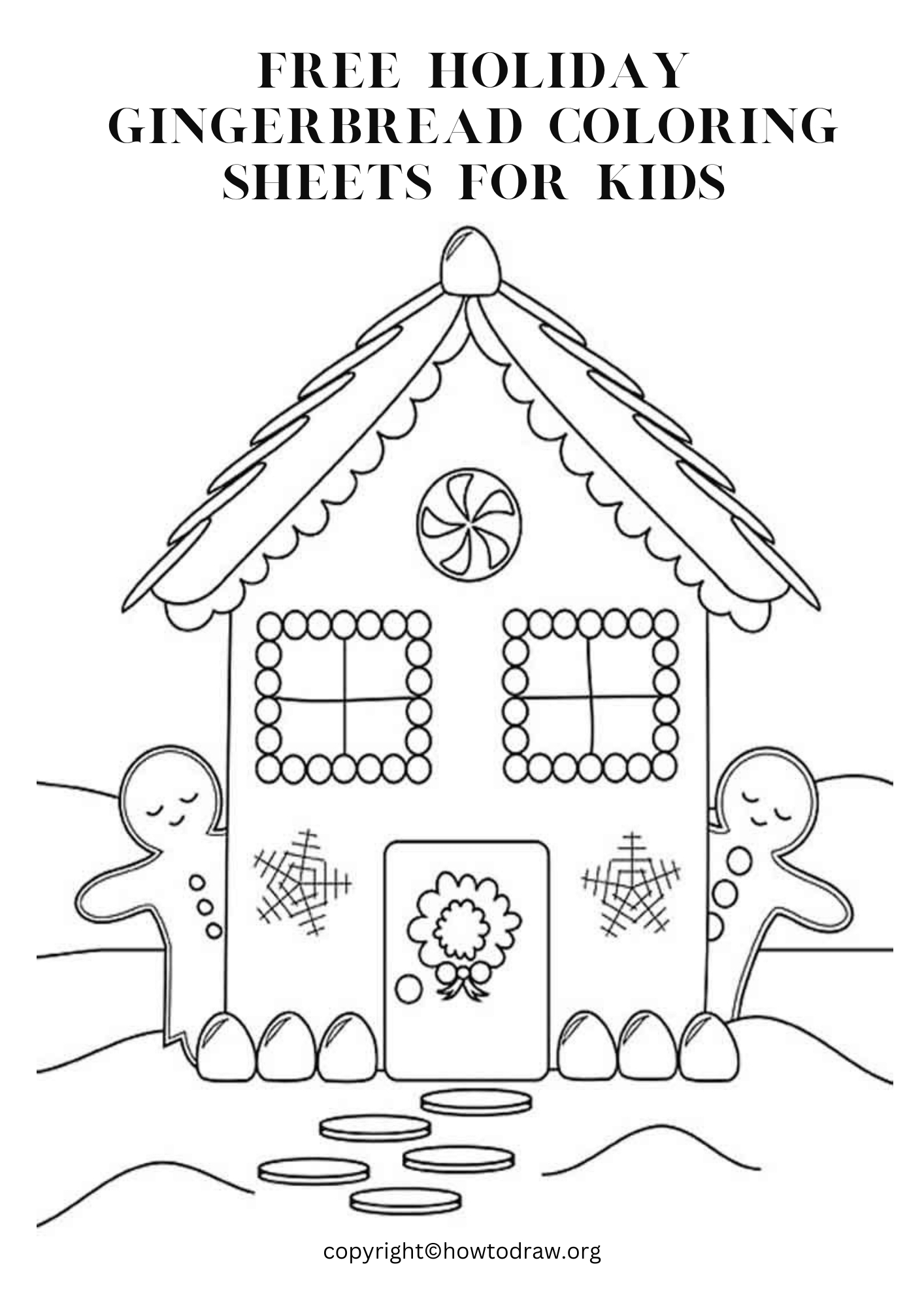 Holiday Gingerbread Coloring Page For Kids [Free Printable] inside Gingerbread House Coloring Template