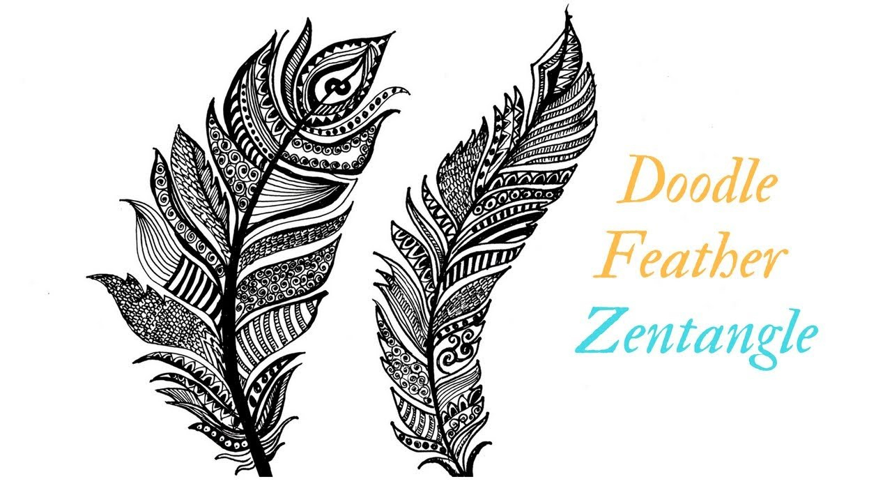 How To Doodle Feather - Zentangle pertaining to Zentangle Feather Template