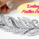 How To Draw Zentangle Feather | Speed Drawing With Zentangle Feather Template