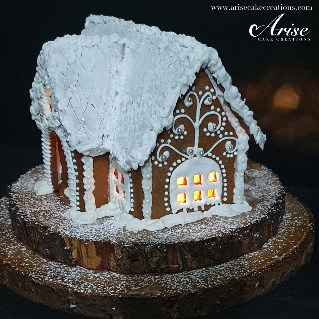 How To Make A Beautiful Gingerbread House With Lights — Arise Cake throughout Gingerbread House Template Fancy