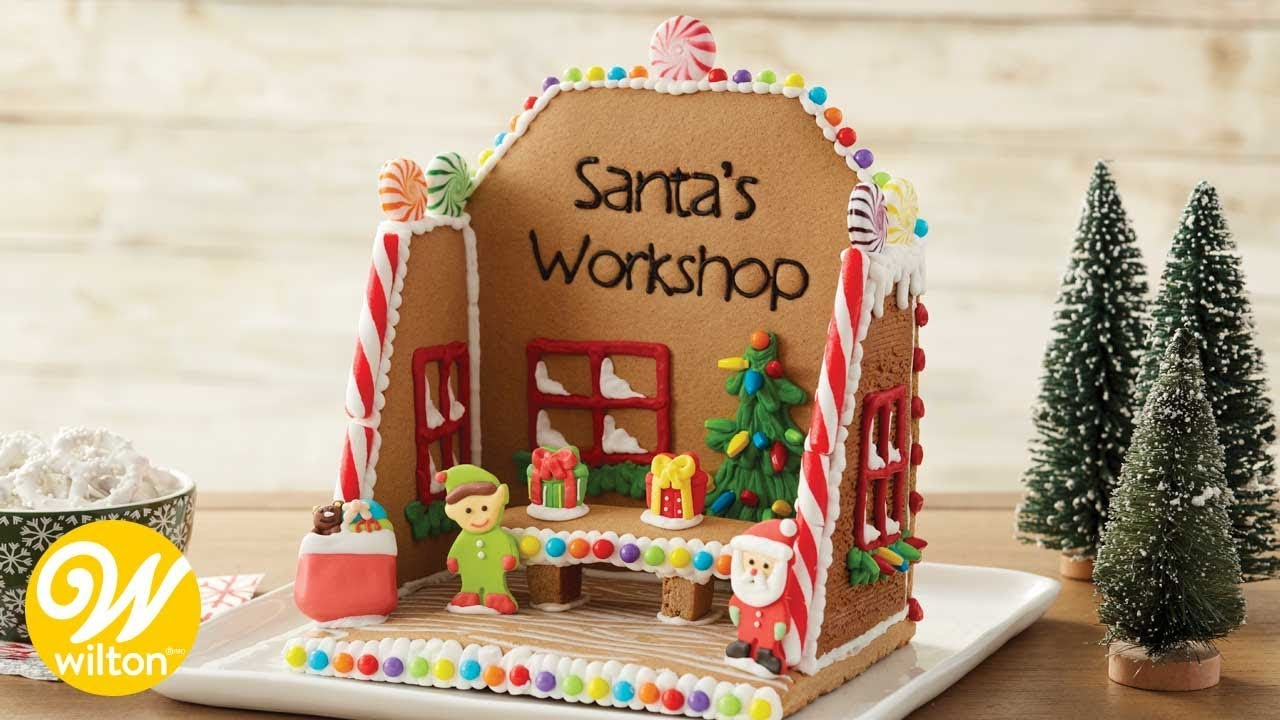 How To Make A Gingerbread Santa&amp;#039;S Workshop | Wilton for Santa&amp;#039;S Workshop Gingerbread House Template