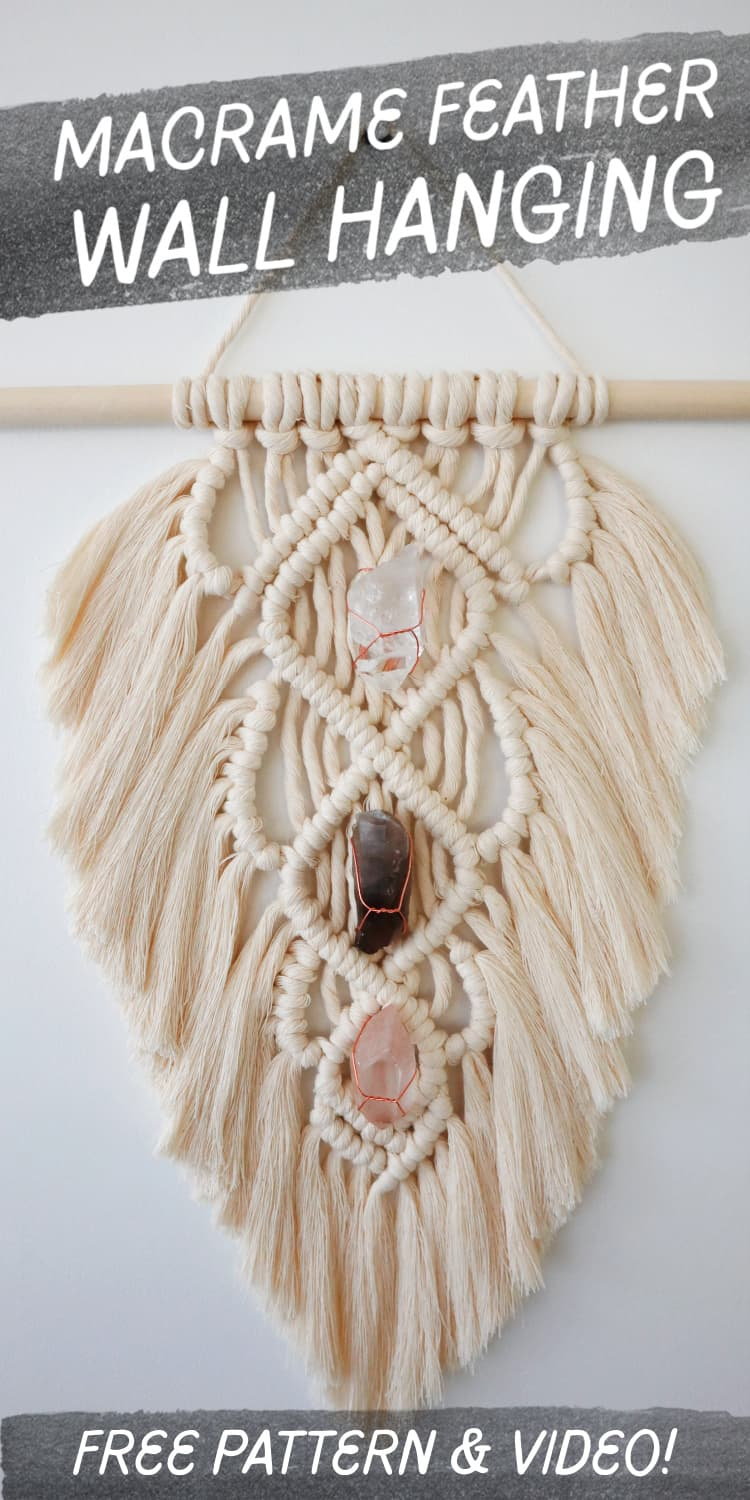 How To Make A Macrame Feather Wall Hanging (Tutorial) | Marching North inside Diy Printable Macrame Feather Template