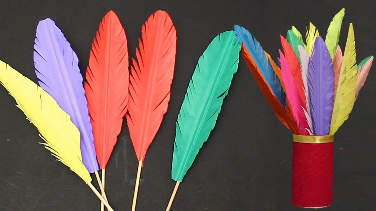 How To Make Paper Feathers | Diy Crafts regarding Construction Paper Feather Template