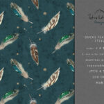 Hunting Seamless Pattern, Duck Feather Repeat Fabric Pattern In Duck Feather Pattern Template