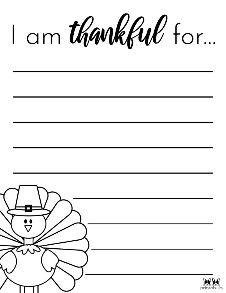 I Am Thankful For&amp;#039; Printables - 10 Unique Worksheets | Printabulls for Reproducible Turkey Feather Thankful Template