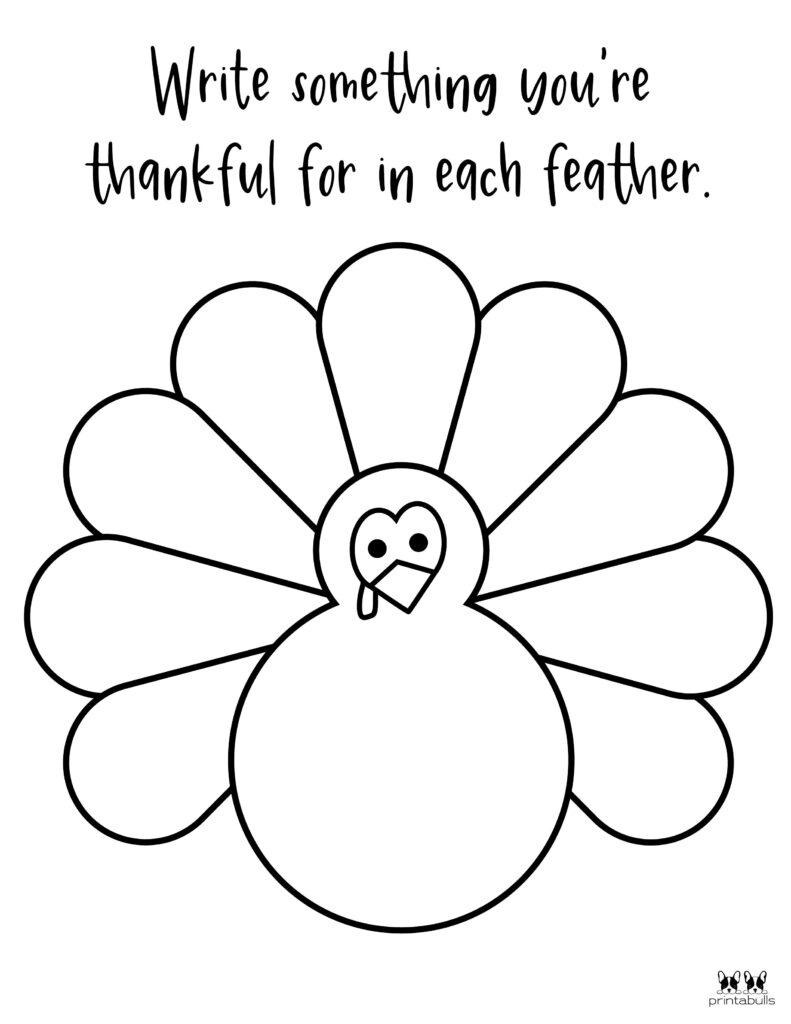 I Am Thankful For&amp;#039; Printables - 10 Unique Worksheets | Printabulls intended for Reproducible Turkey Feather Thankful Template