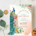 Invitation Templates Peacock Baby Shower Invitations Creative With Peacock Feather Baby Shower Invitation Template
