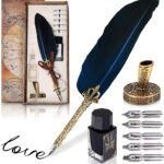 Lagarto Vintage Feather Quill Pen And Ink Set   Elegant Blue India With Regard To Feather Ink Greetings After Effects Template