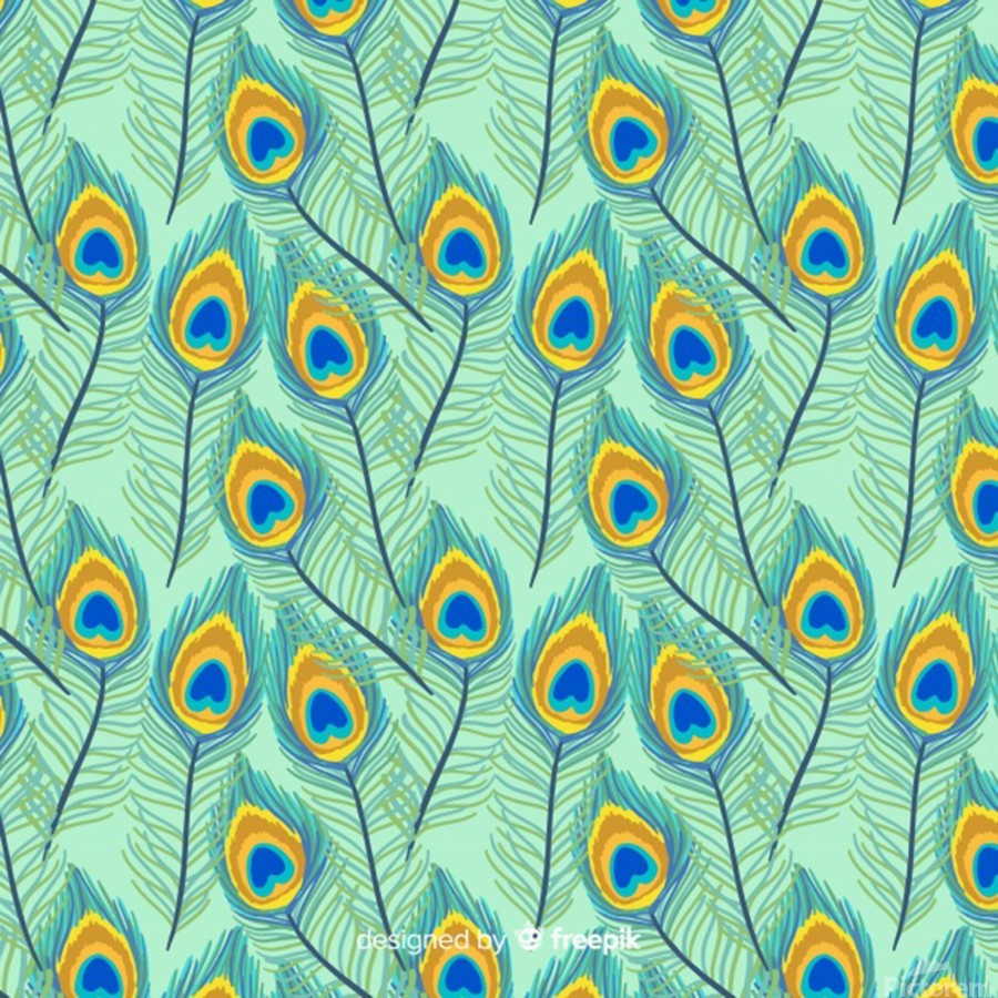 Lovely Peacock Feather Pattern With Flat Designshamudy Wall Art for Peacock Feather Template