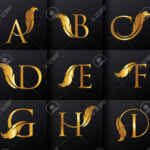 Luxus Logo Design Kollektion. Goldene Embleme Mit Feather Typeface Throughout Feather Monogram Template