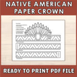 Native American Papier Handwerk Kopfschmuck Krone Party Färbung Within Paper Indian Feather Template