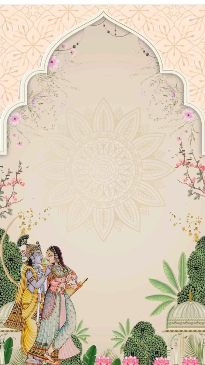 Indian Wedding Card Krishna Feather Template