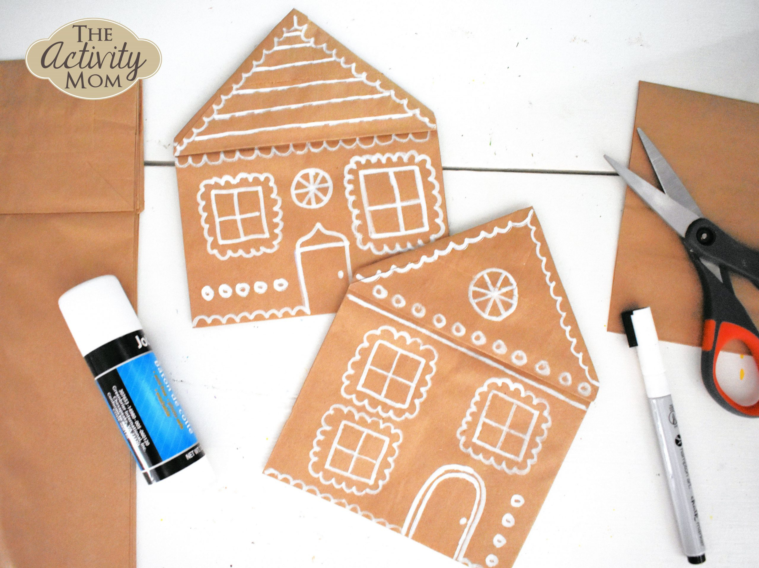 Paper Bag Gingerbread House Craft - The Activity Mom with regard to Gingerbread House Paper Bag Template Free