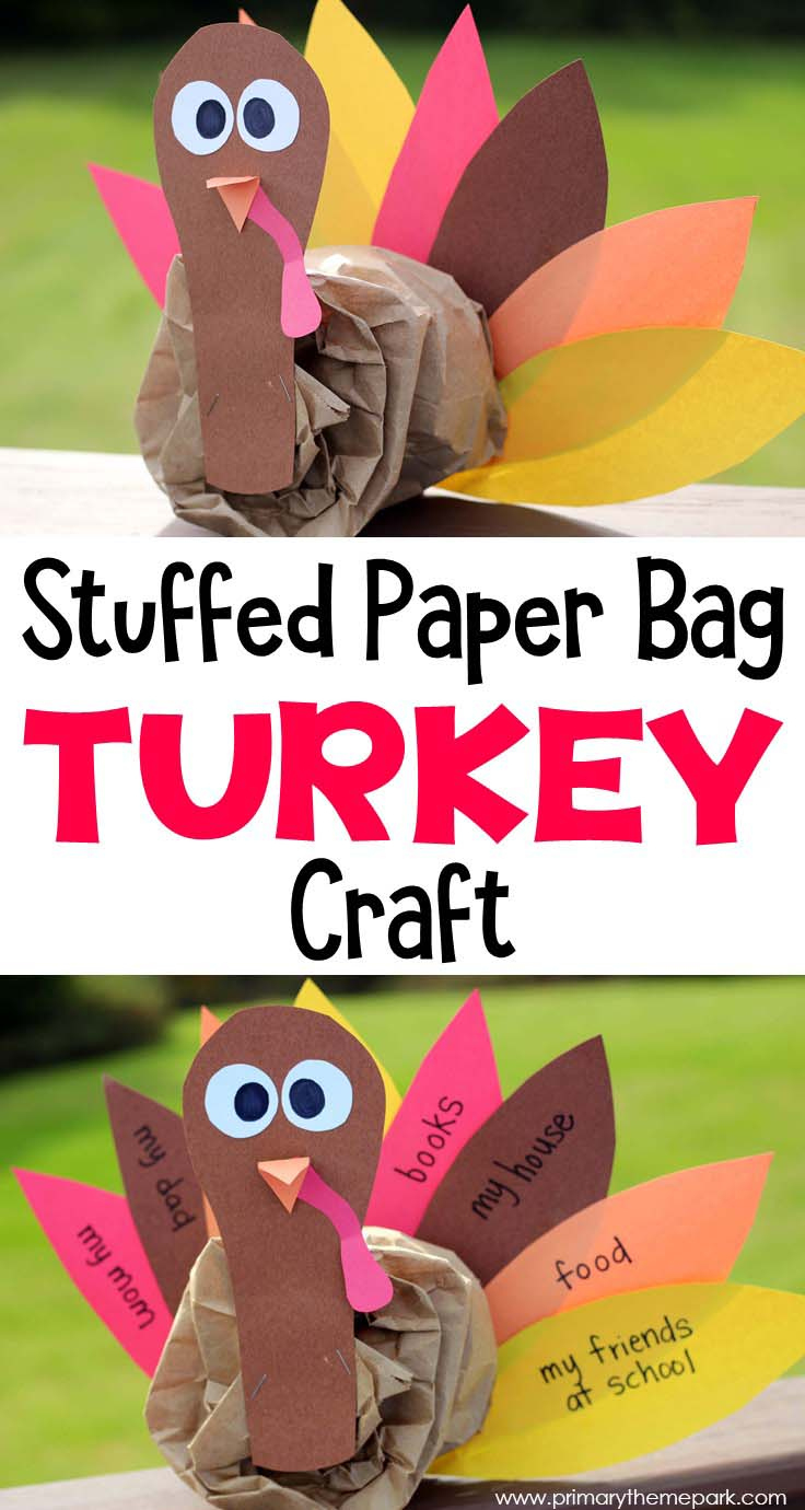 Paper Bag Turkey Craft - Primary Theme Park for Free Printable Turkey Template Paper Bag