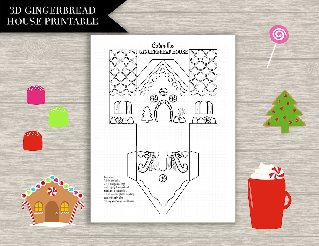 Paper House Gingerbread House Printable - &amp;quot;Gingerbread Coloring throughout 3d Paper Gingerbread House Template