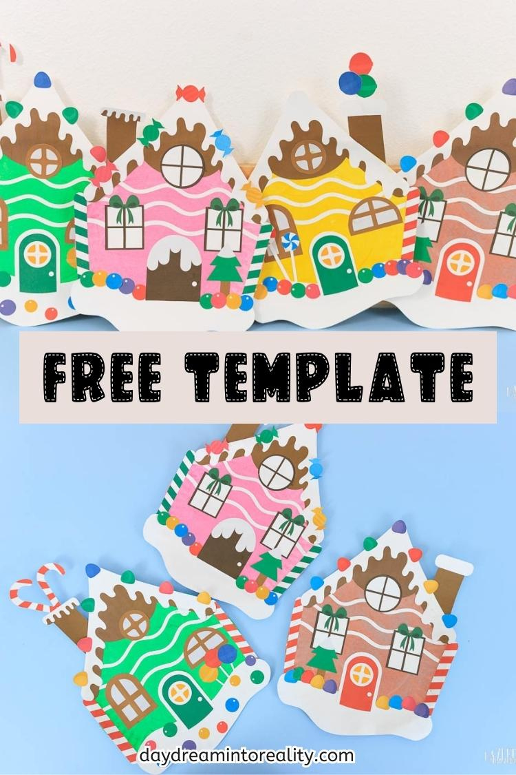 Paper Plate Gingerbread House Craft For Kids | Free Pdf Template for Gingerbread House Template Preschool