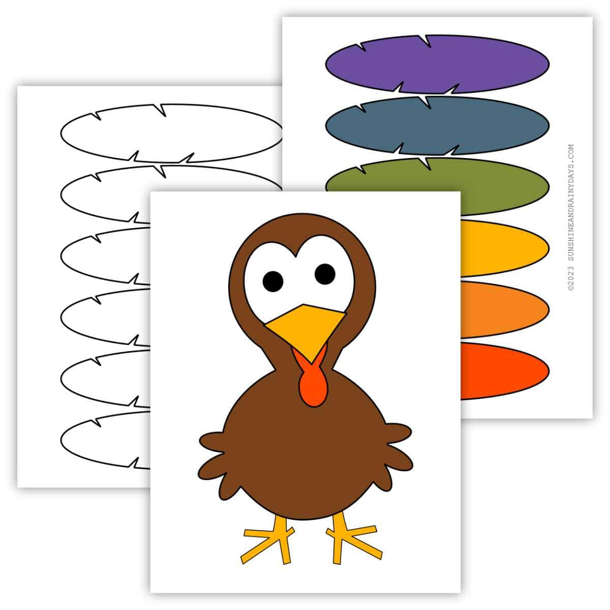 Paper Turkey Craft - Sunshine And Rainy Days for Pin The Feathers On The Turkey Template