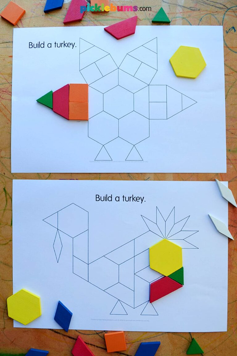 Pattern Block Turkeys - Free Printable - Picklebums throughout Free Pattern Block Turkey Template