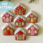 Pattern Felt Gingerbread House Christmas Ornament Decoration, Pdf Intended For Felt Gingerbread House Template