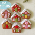 Pattern Felt Gingerbread House Christmas Ornament Decoration, Pdf Pertaining To Gingerbread House Felt Template