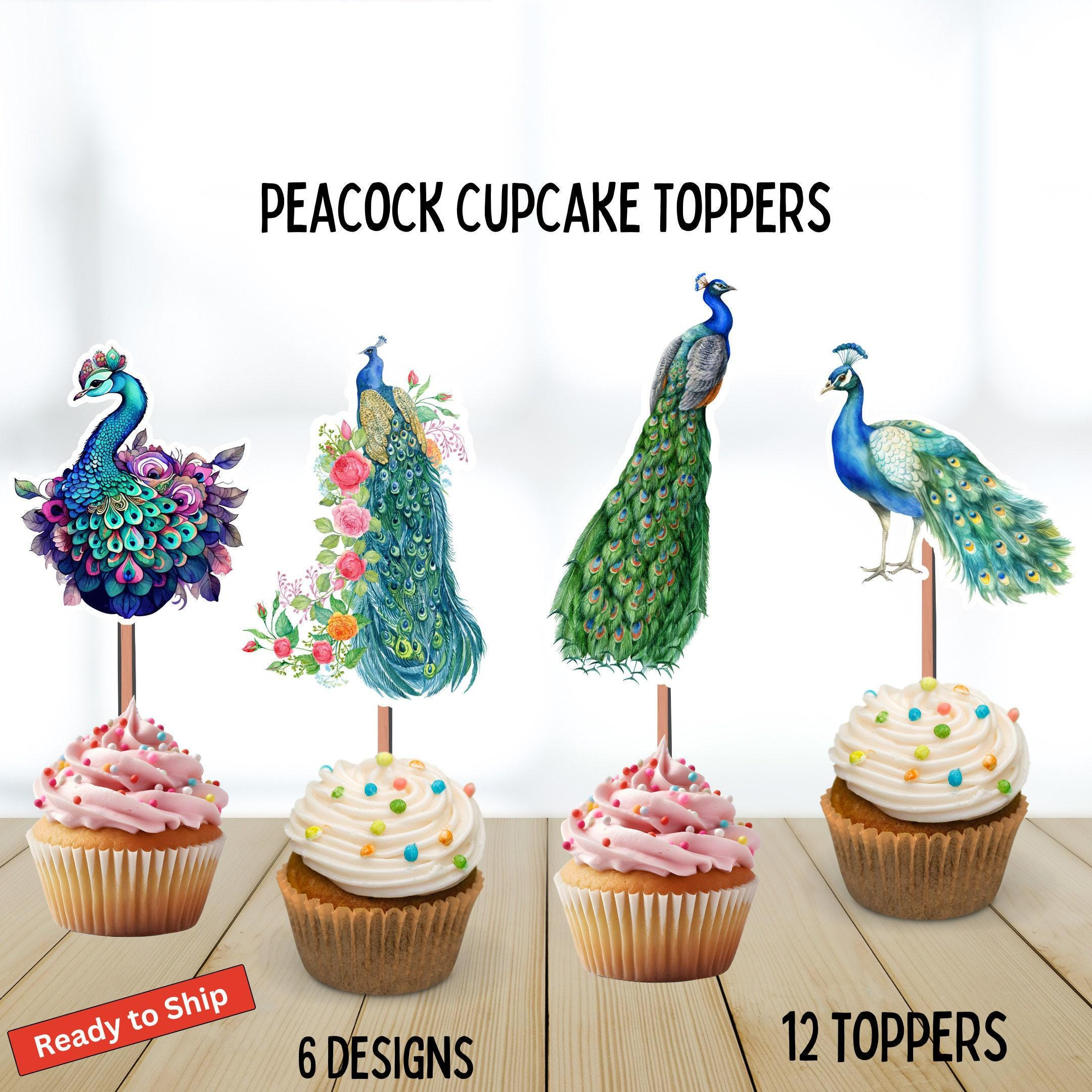 Peacock Cupcakes - Etsy in Peacock Feather Printable Cupcake Template