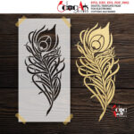 Peacock Feather Digital Stencil Templates Svg Dxf Eps Pdf Png In Peacock Feather Stencil Template