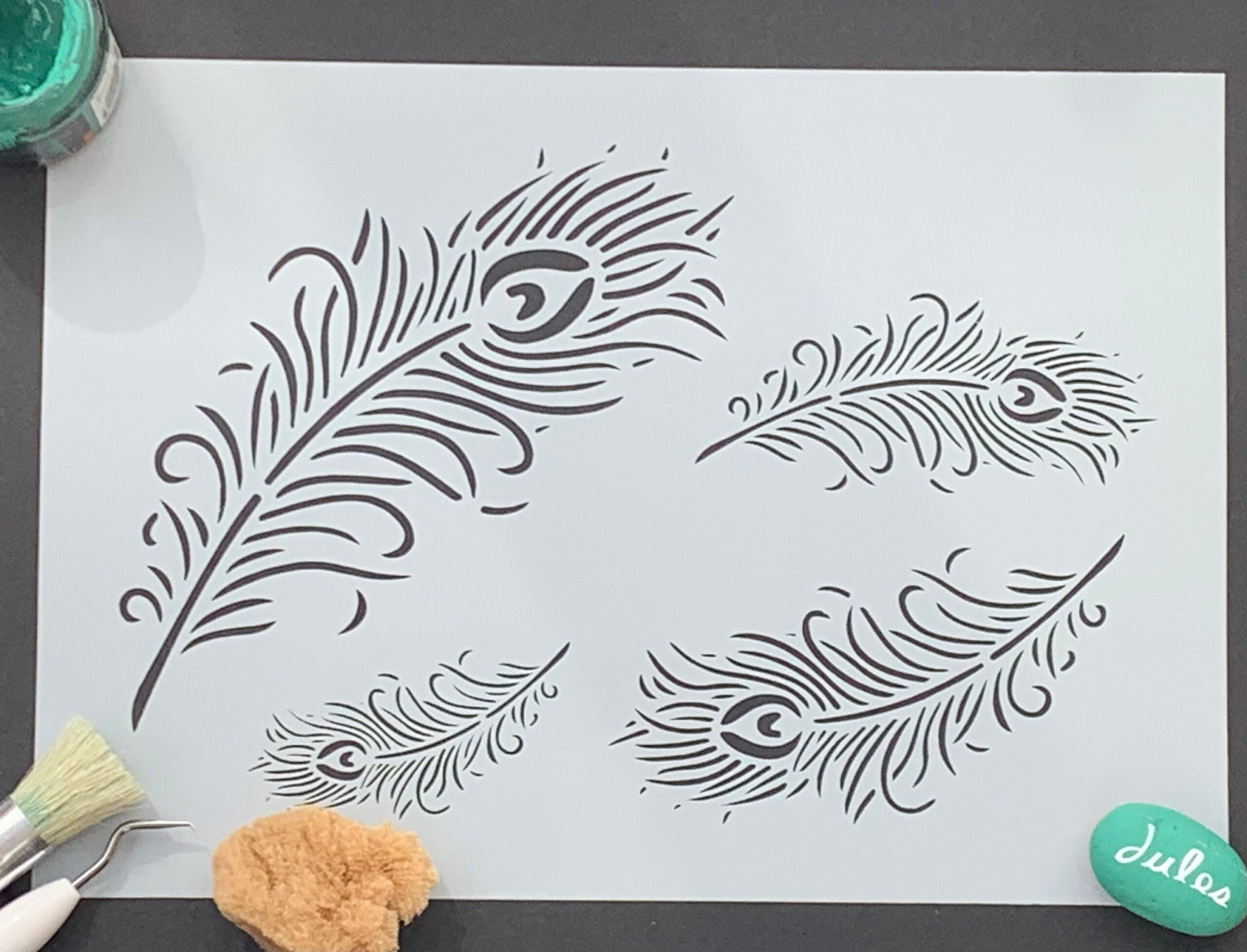 Peacock Feather Stencil In A4 For Furniture, Fabric, Murals within Peacock Feather Stencil Template
