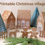 Printable Christmas Village, Paper Gingerbread House, Trees Regarding Gingerbread House Village Template