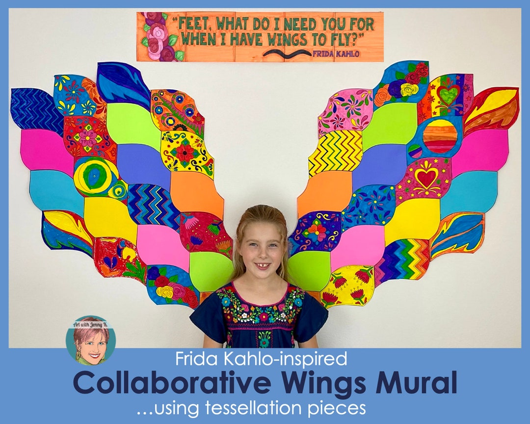 Printable Collaborative Frida Kahlo-Inspired Wings Mural W with Frida Kahlo Mural Feather Template