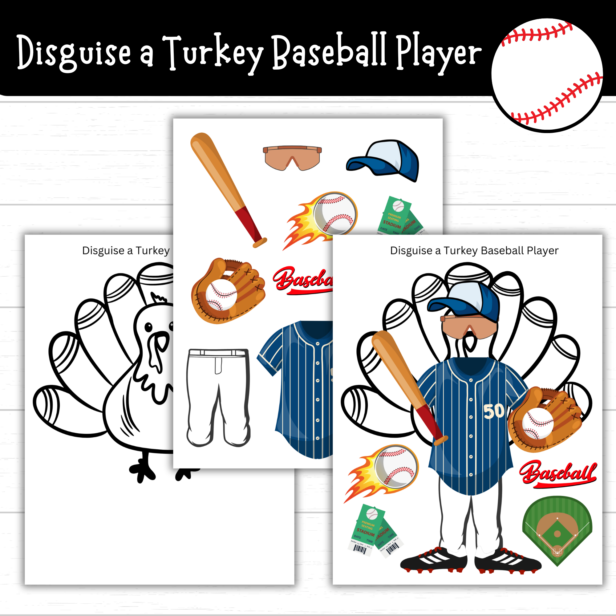Printable Disguise A Turkey Baseball Player (5 Sets!) - Mom. Wife with Disguise A Turkey Baseball Player Template