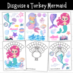 Printable Disguise A Turkey Mermaid (2 Sets)   Mom. Wife. Busy Life. Intended For Free Printable Mermaid Turkey Disguise Template