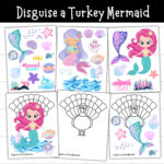 Printable Disguise A Turkey Mermaid Craft – Thanksgiving Activity Within Turkey Disguise Mermaid Template