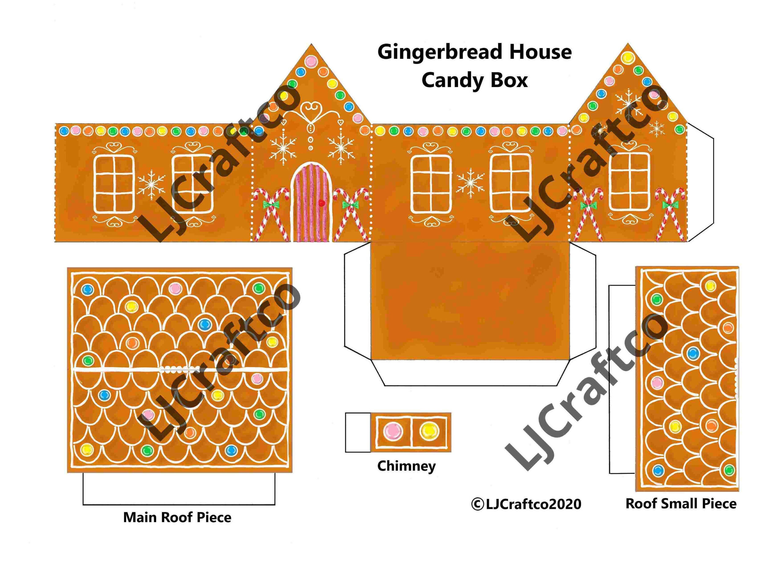 Printable Gingerbread House Candy Box: Christmas Favor (Digital throughout Gingerbread House Candy Template Printable
