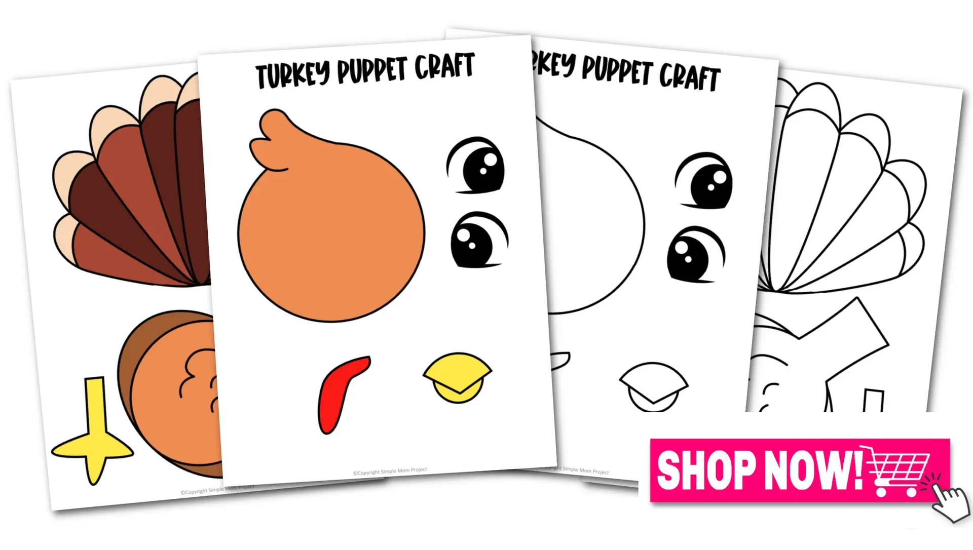Printable Turkey Paper Bag Puppet Template - Simple Mom Project for Free Printable Printable Turkey Paper Bag Puppet Template