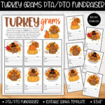 Pta Pto Turkey Grams Fundraiser Flyer Template, Autumn School With Turkey Gram Template