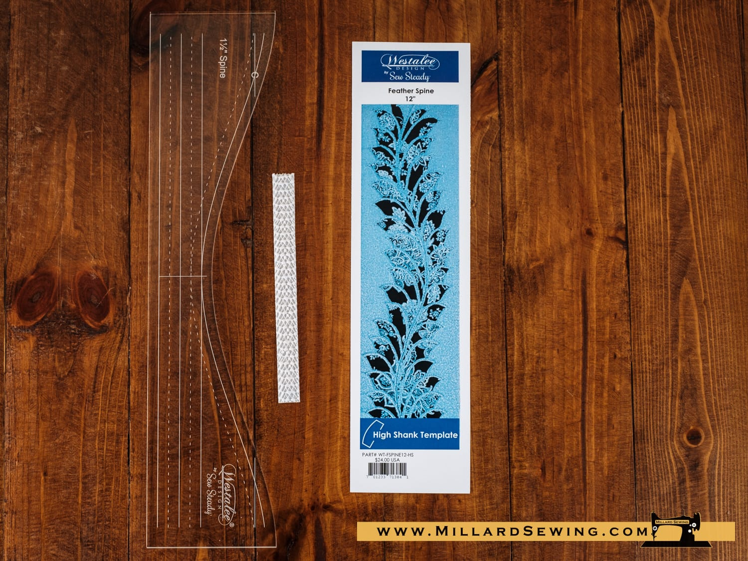 Quilting Template, Feather Spine Template, 12″Westalee Design with Feather Spine Template