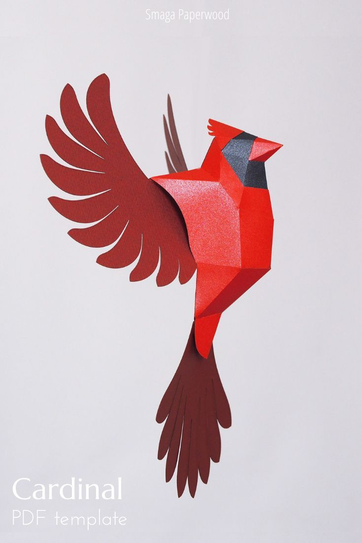 Red Cardinal Bird Papercraft Pdf Templatesmagapaperwood inside Cardinal Feather Template