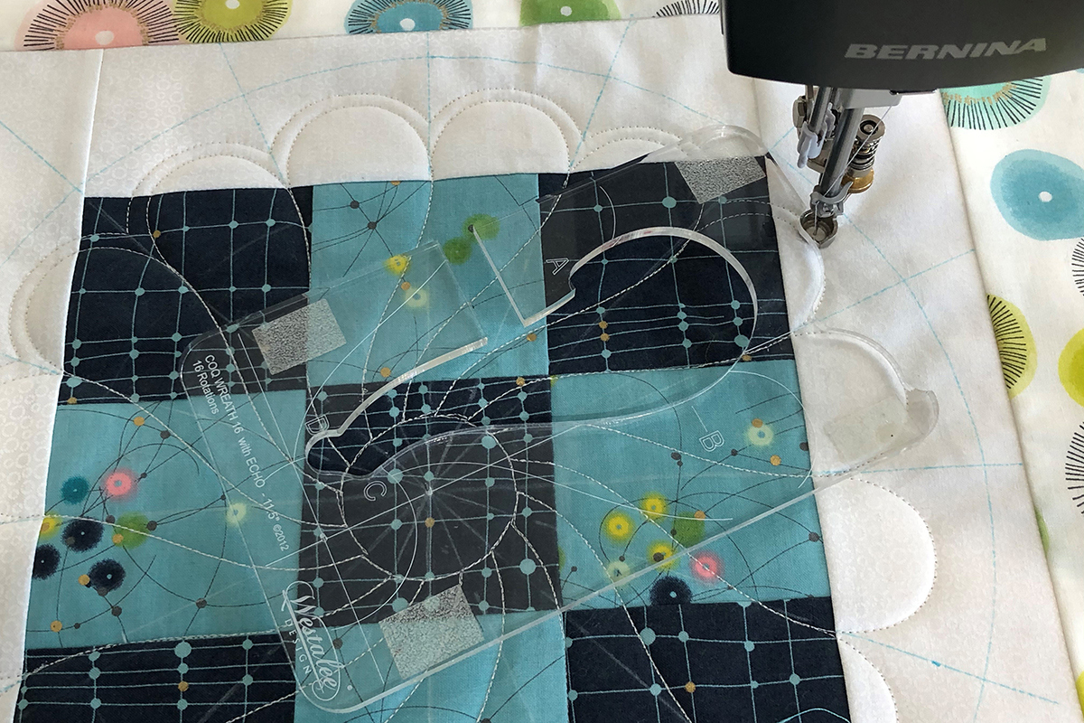 Rulerwork For Beginners, Part 9: Wreath With Echo - Weallsew regarding Feather Wreath Quilt Template Westalee Ruler Work Vidio