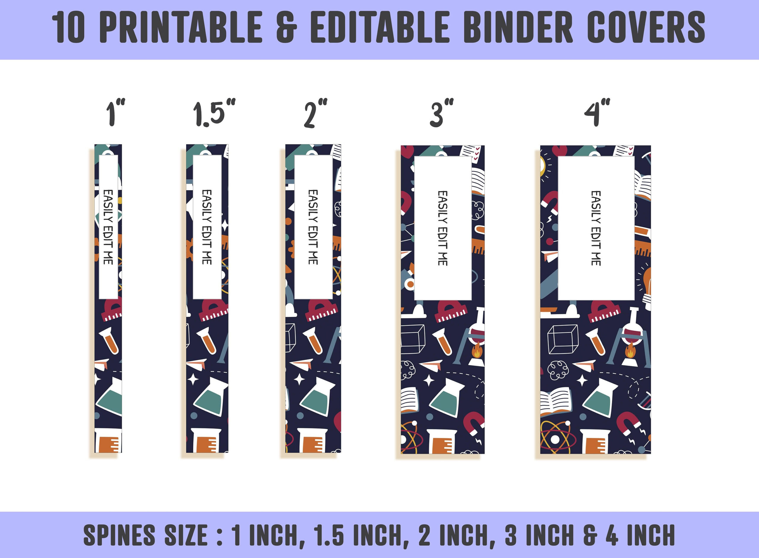 Science Binder Cover, 10 Printable &amp;amp; Editable Covers+Spines intended for Silver Feather Binder Cover Template