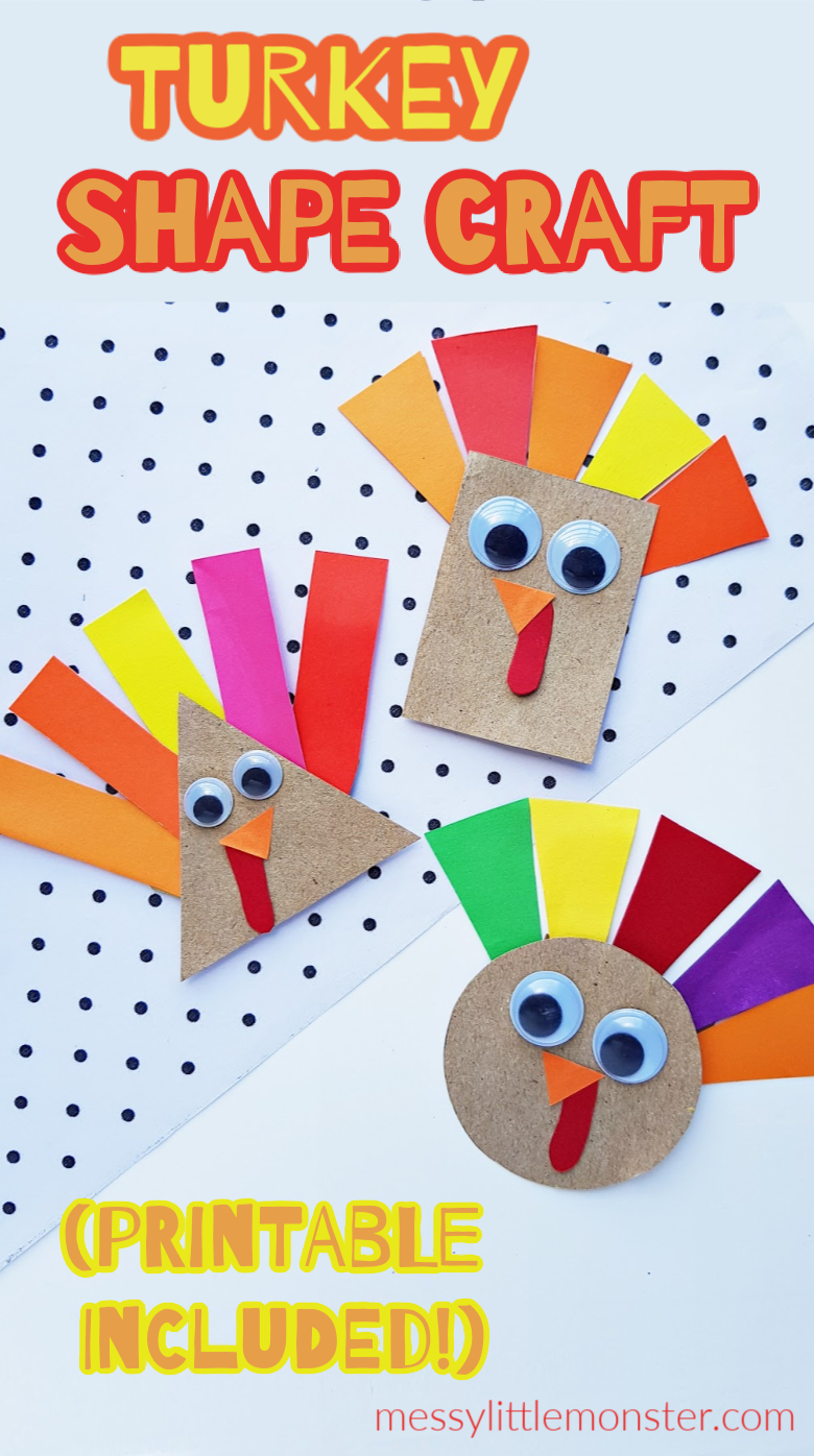 Shape Turkey Craft (Template Included) - Messy Little Monster for Shape Turkey Template
