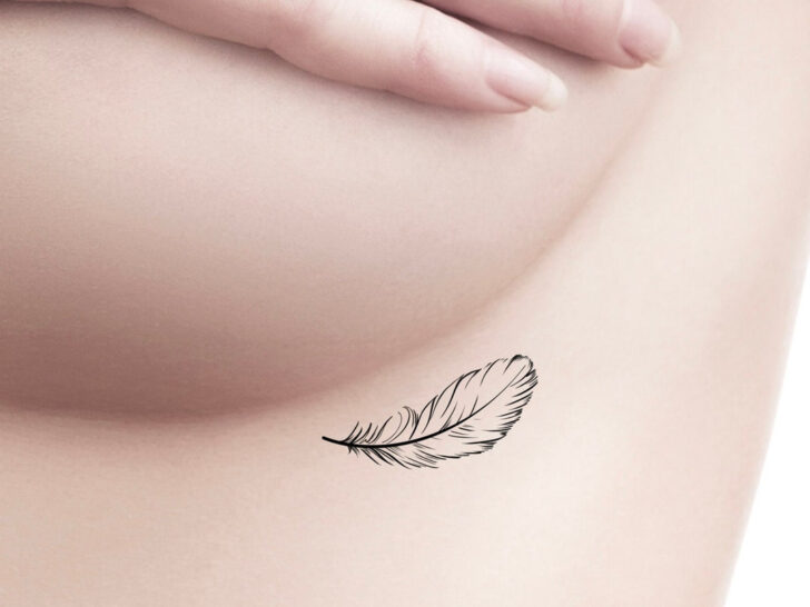 Small Feather Tattoo Template