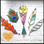 Stained Glass Patterns, Feathers Set, Glass Suncatchers Intended For Free Stained Glass Feather Template
