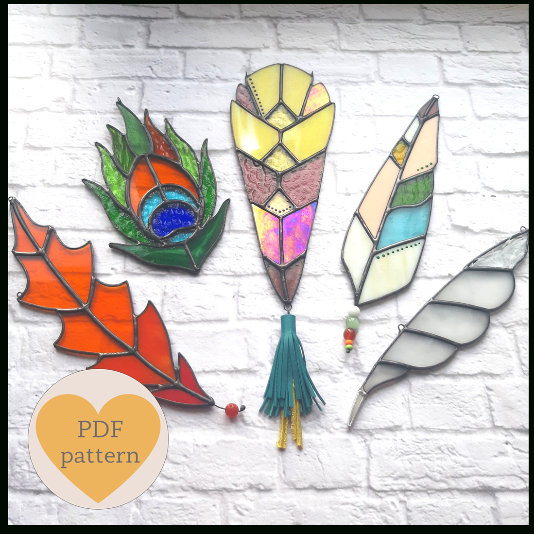 Stained Glass Patterns, Feathers Set, Glass Suncatchers with regard to Stained Glass Feather Template