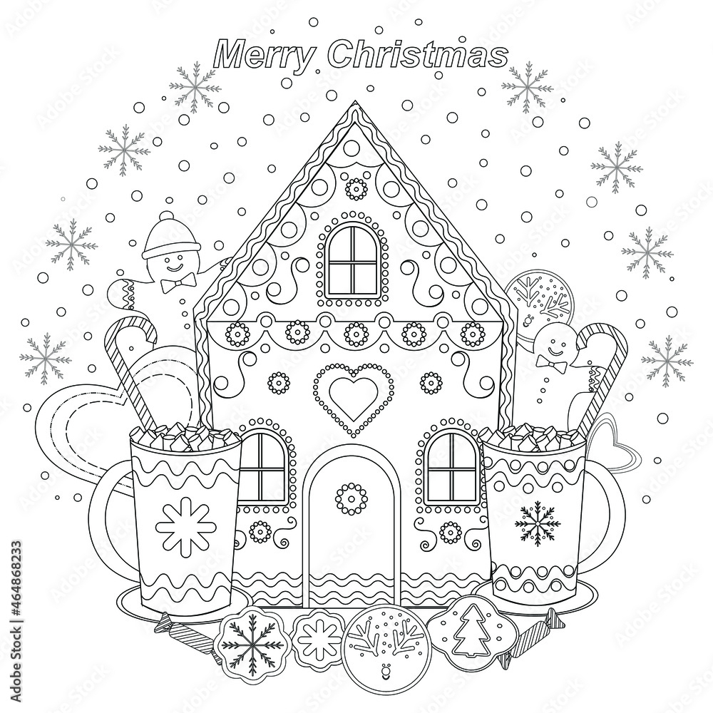 Stock-Vektorgrafik „Coloring Book. Festive, Fabulous Christmas with regard to Gingerbread House Template Book