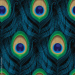 Stock Vektorgrafik „Peacock Feather Makes A Seamless Pattern For Blue Peacock Feather Template