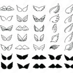Stock Vektorgrafik „Vector Wings Icon Set. Bird Or Angel Wing Inside Feather Wings Template