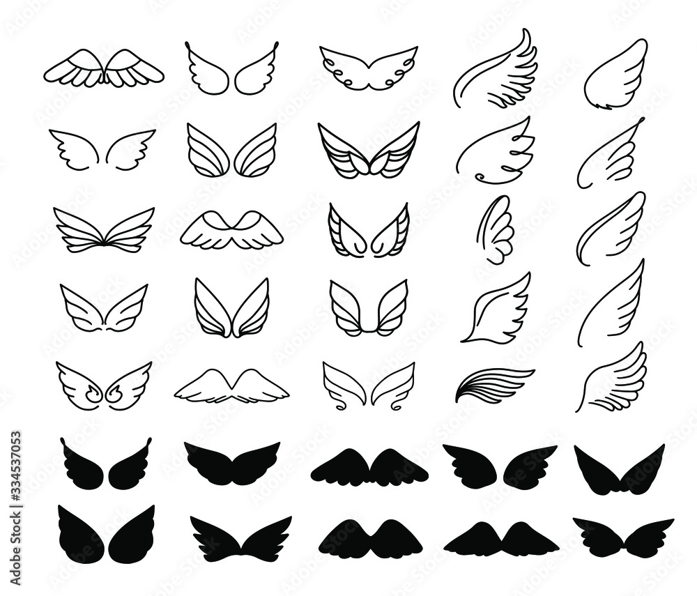 Stock-Vektorgrafik „Vector Wings Icon Set. Bird Or Angel Wing inside Feather Wings Template