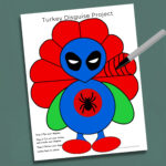 Superhero Turkey In Disguise Kit: Kids Thanksgiving Craft (Digital In Spider Man Turkey Template