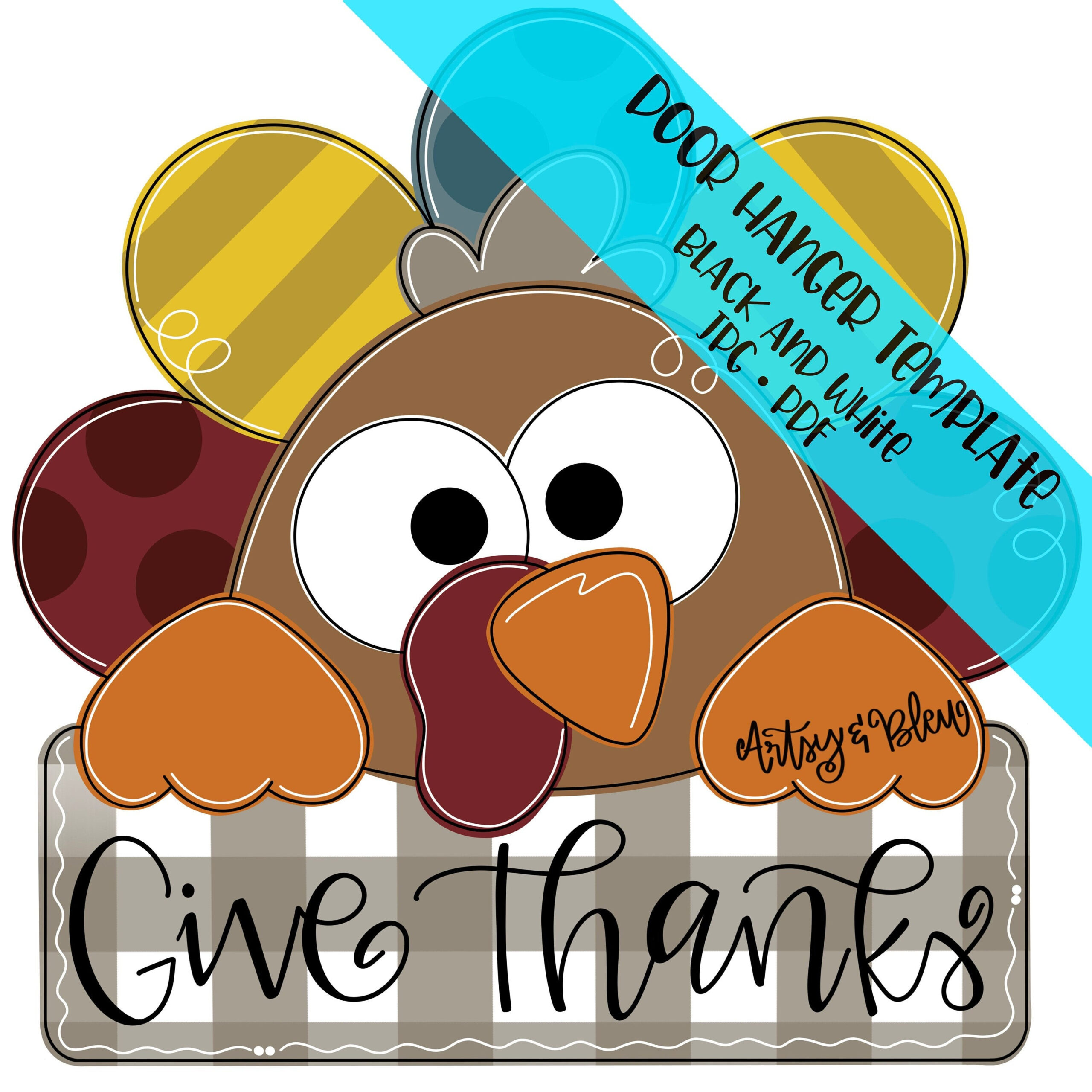 Template Door Hanger: Turkey With Sign - Etsy in Turkey Door Hanger Template